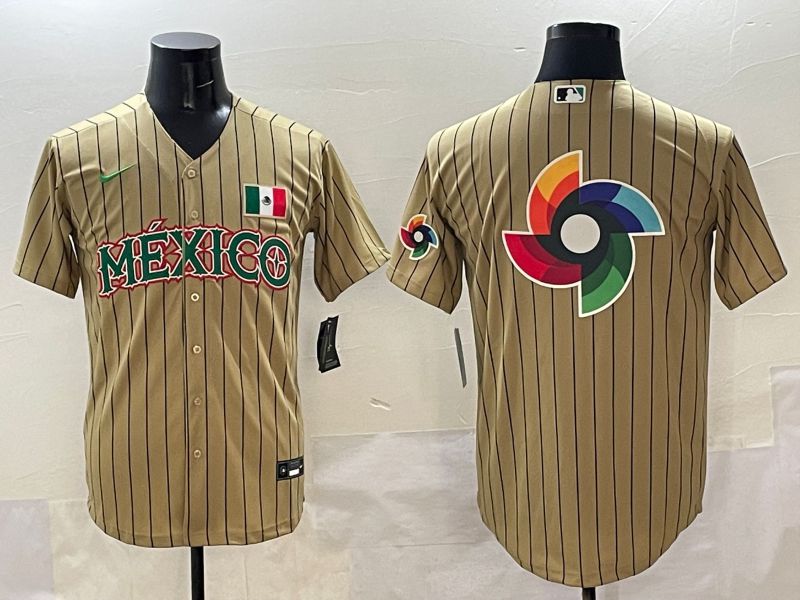 Men Mexico Blank Brown Stripe Joint Name 2025 Nike MLB Jersey style 19->more jerseys->MLB Jersey
